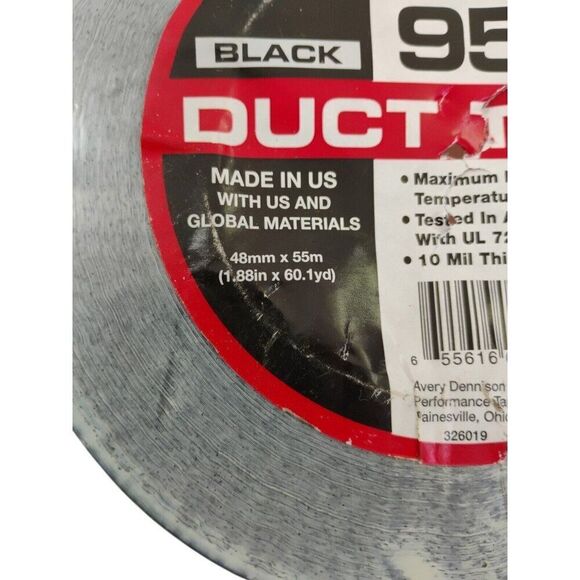 NEW AVERY DENNISON FASSON 950 Duct Tape Black (1.88 x 60.01 yd) Made in USA - Picture 3 of 10
